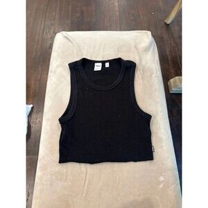 TNA ribbed super cropped raw edge tank top